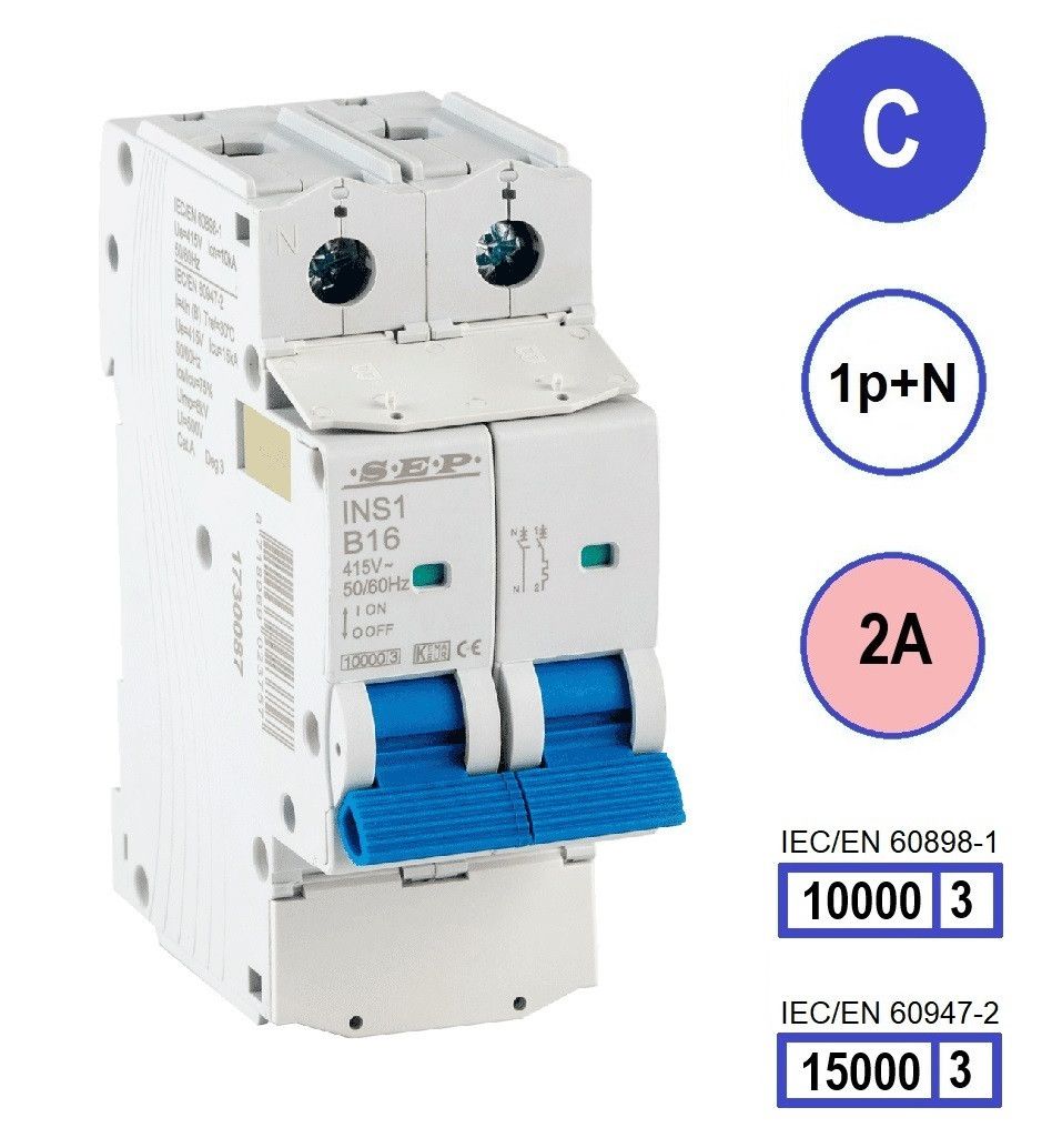 SEP INS1 inst.aut  1p+N - C - 2A - 10/15kA