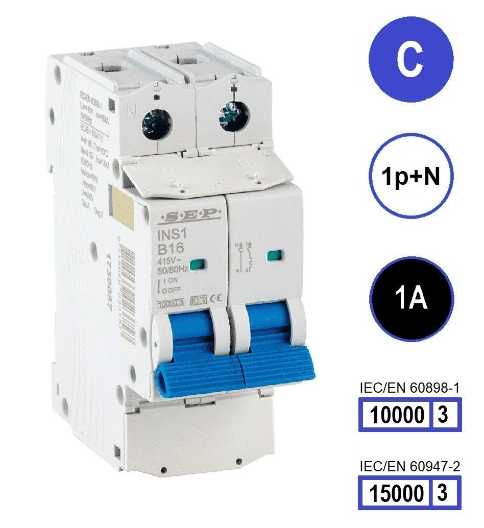 SEP INS1 inst.aut  1p+N - C - 1A - 10/15kA