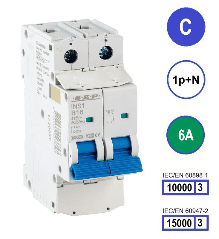 SEP INS1 inst.aut  1p+N - C - 6A - 10/15kA