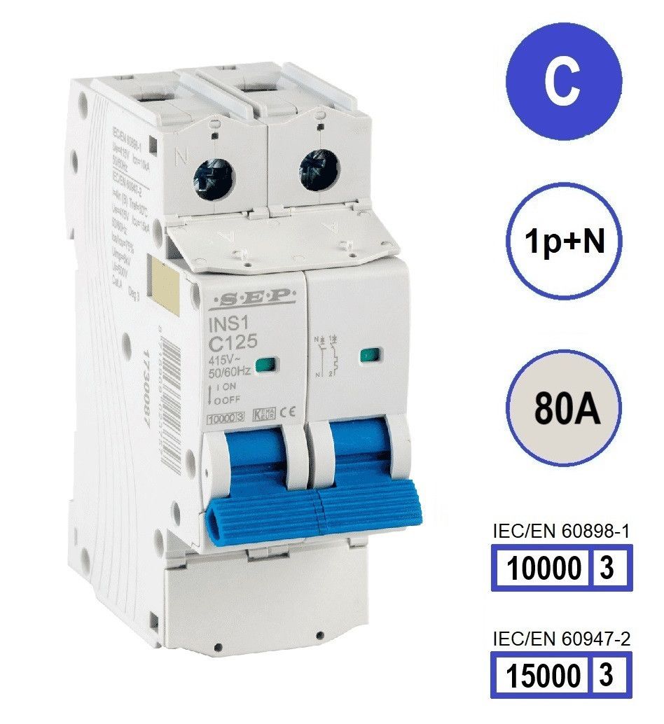SEP INS1 inst.aut  1p+N - C - 80A - 10/15kA