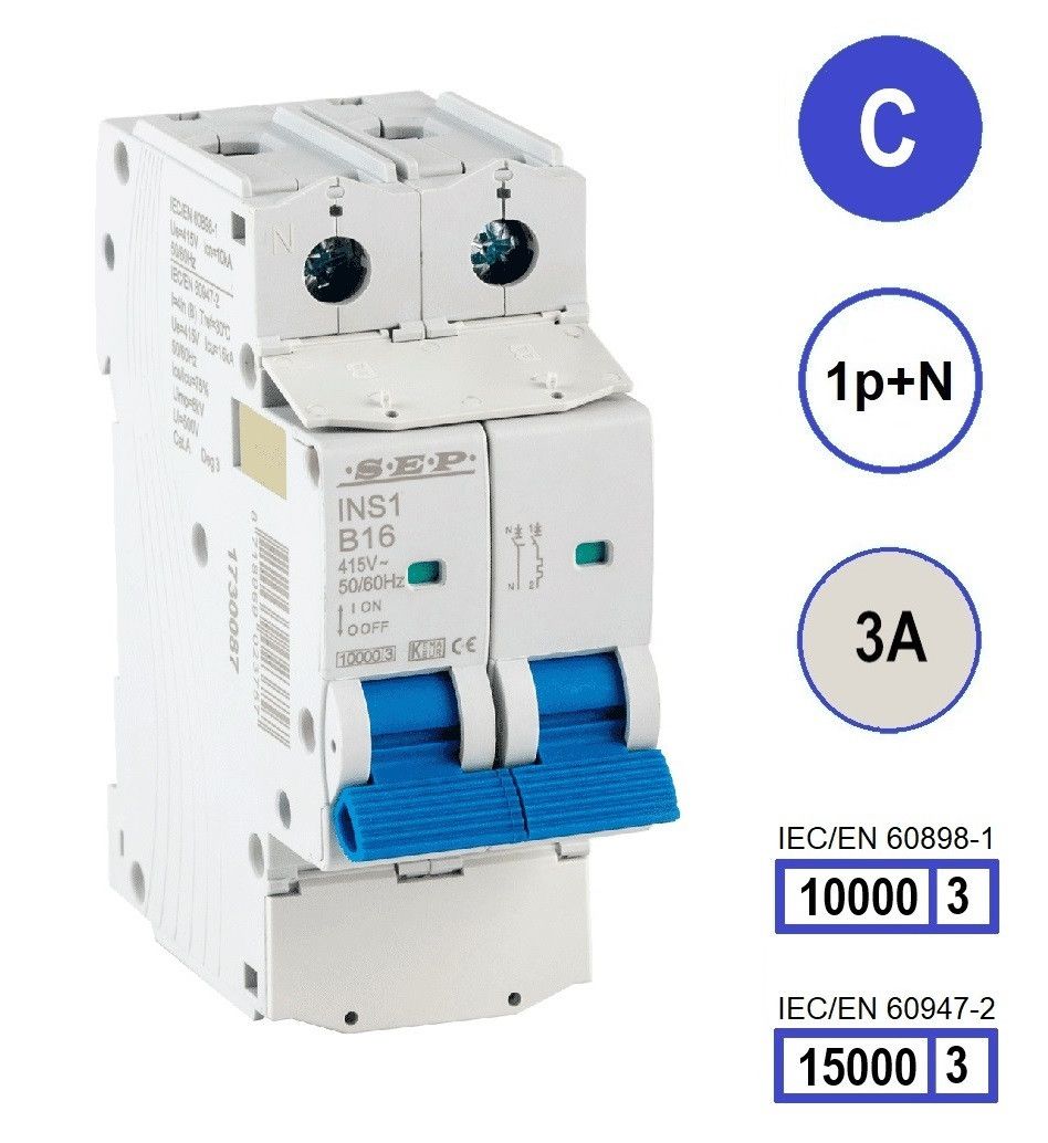 SEP INS1 inst.aut  1p+N - C - 3A - 10/15kA