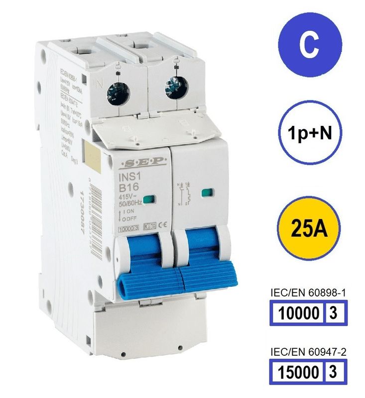 SEP INS1 inst.aut  1p+N - C - 25A - 10/15kA