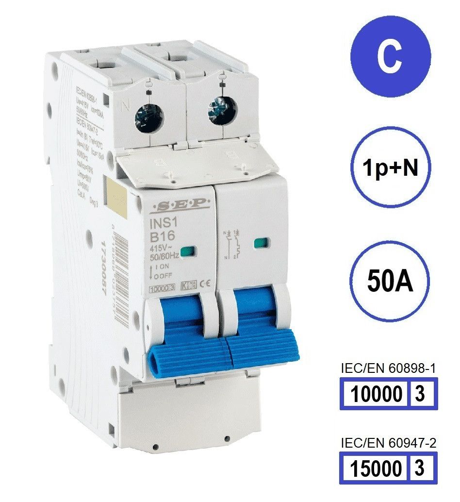 SEP INS1 inst.aut  1p+N - C - 50A - 10/15kA