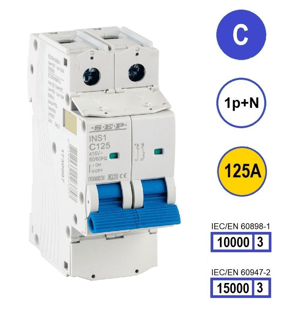 SEP INS1 inst.aut  1p+N - C - 125A - 10/15kA
