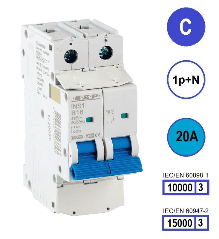 SEP INS1 inst.aut  1p+N - C - 20A - 10/15kA