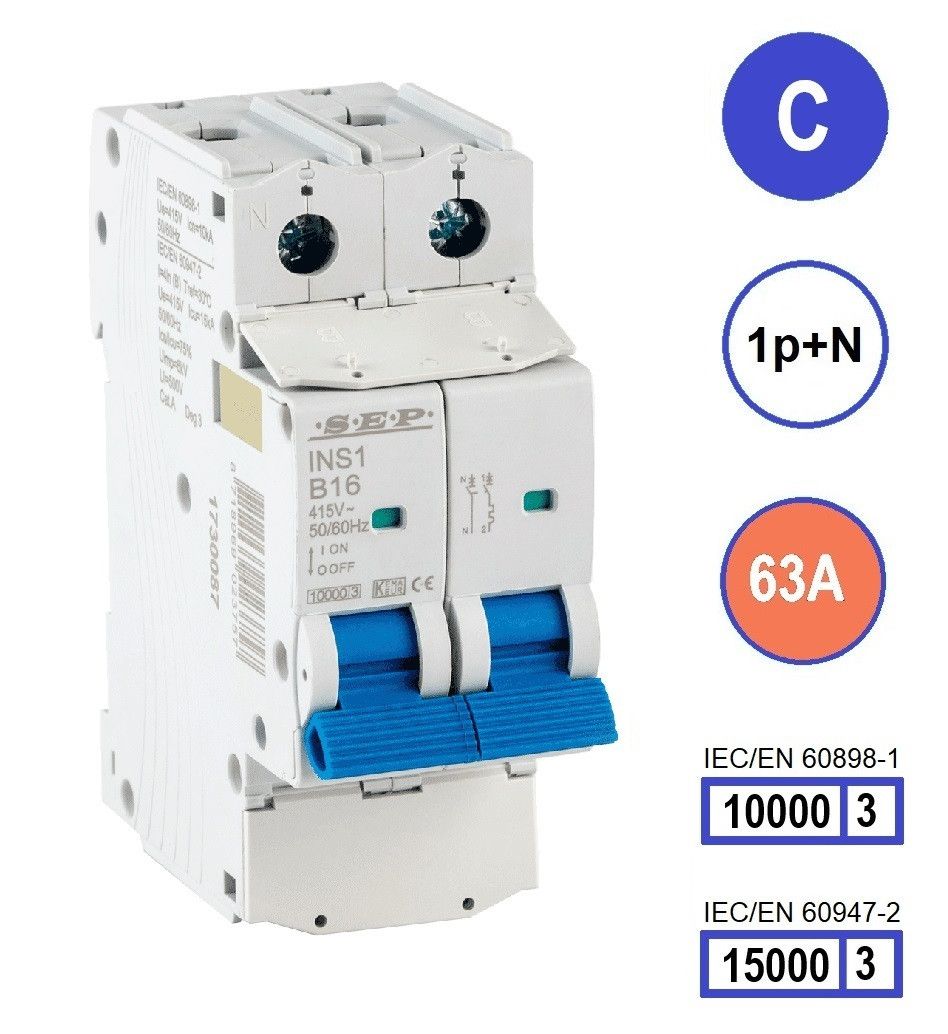 SEP INS1 inst.aut  1p+N - C - 63A - 10/15kA