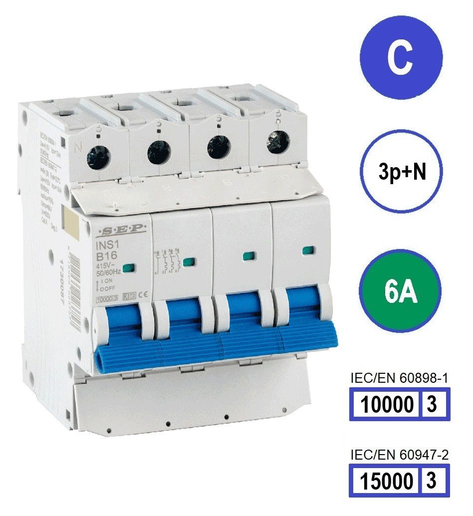 SEP INS1 inst.aut  3p+N - C - 6A - 10/15kA