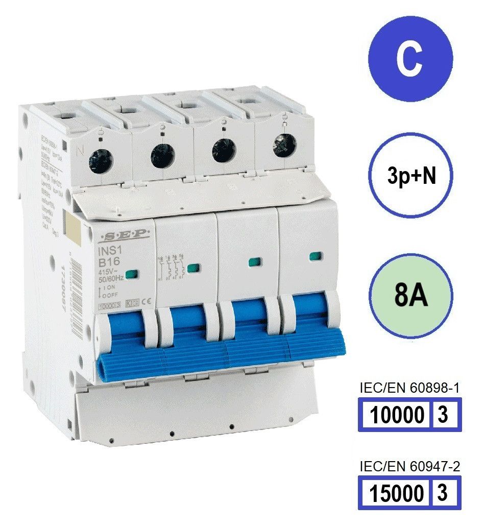 SEP INS1 inst.aut  3p+N - C - 8A - 10/15kA