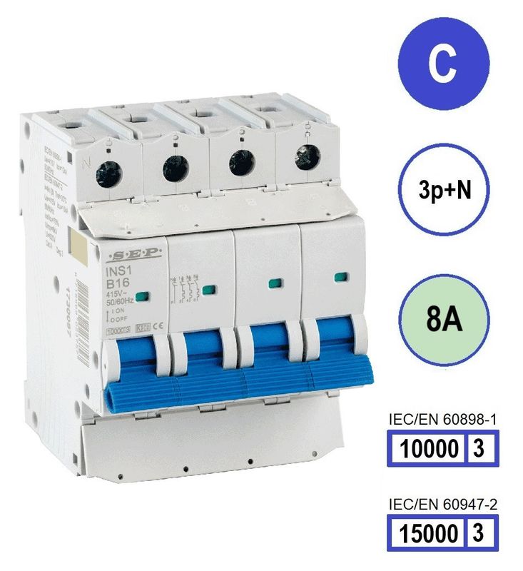 SEP INS1 inst.aut  3p+N - C - 8A - 10/15kA