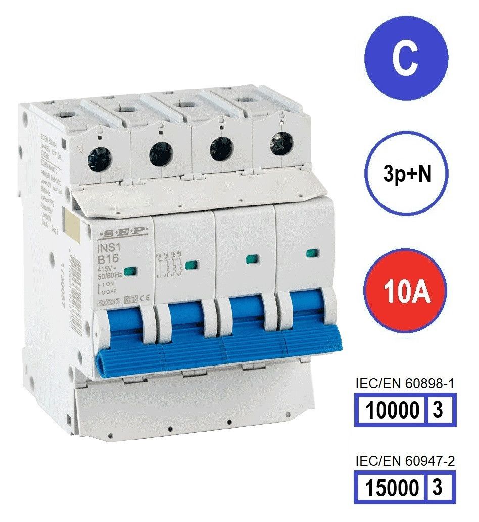 SEP INS1 inst.aut  3p+N - C - 10A - 10/15kA