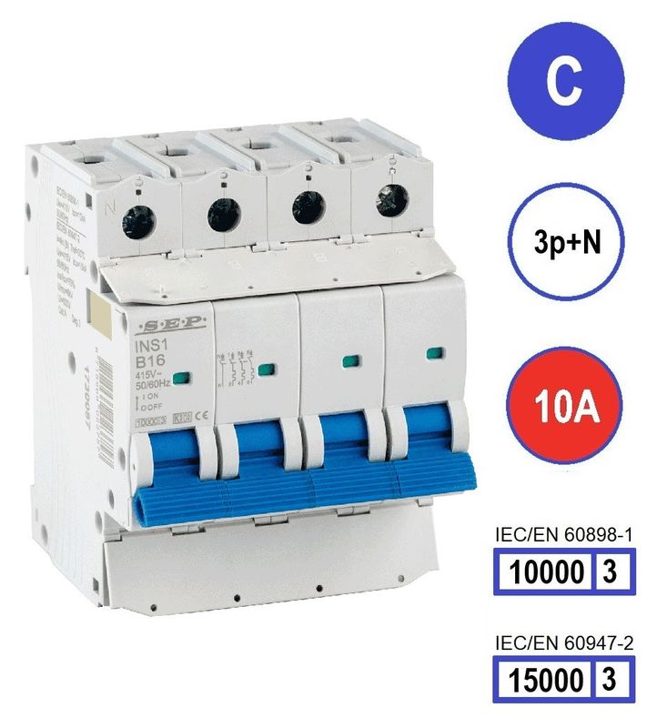 SEP INS1 inst.aut  3p+N - C - 10A - 10/15kA