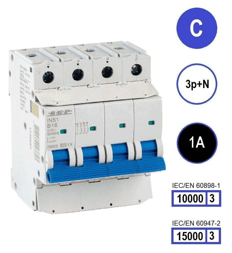 SEP INS1 inst.aut  3p+N - C - 1A - 10/15kA