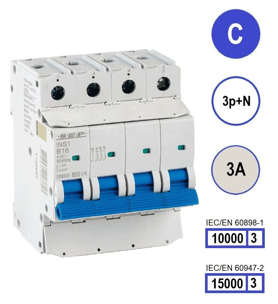 SEP INS1 inst.aut  3p+N - C - 3A - 10/15kA