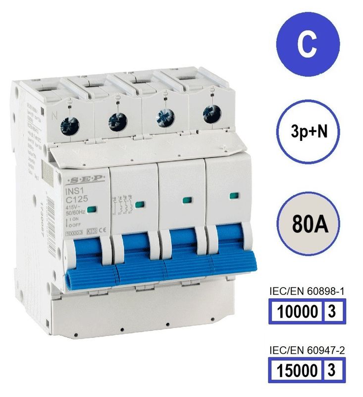SEP INS1 inst.aut  3p+N - C - 80A - 10/15kA