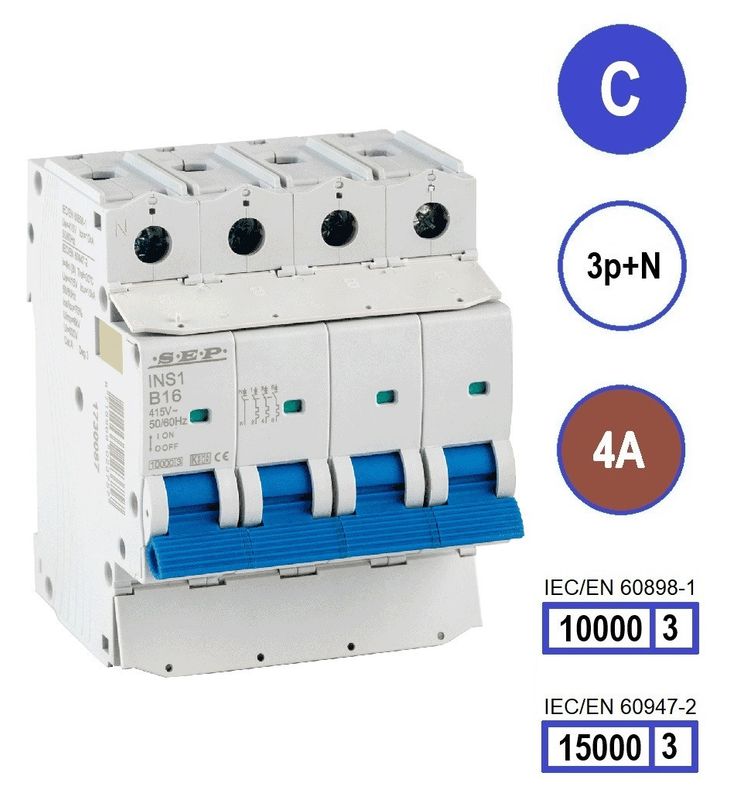 SEP INS1 inst.aut  3p+N - C - 4A - 10/15kA