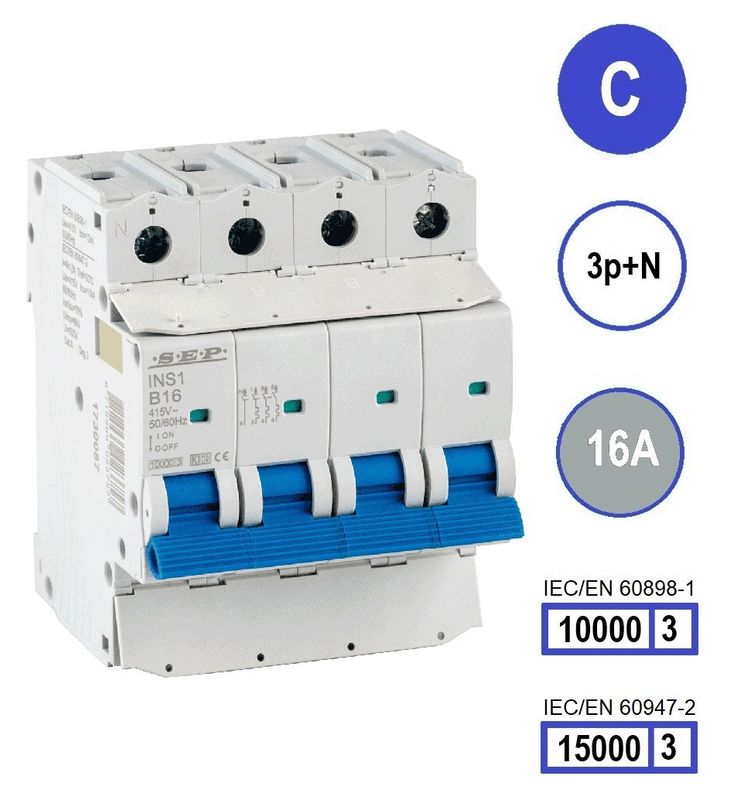 SEP INS1 inst.aut  3p+N - C - 16A - 10/15kA