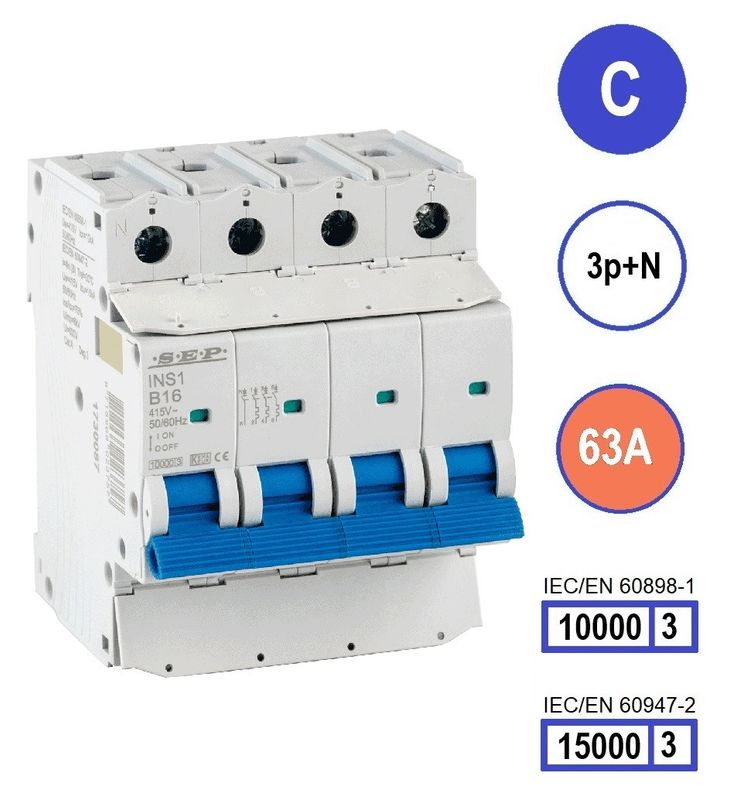 SEP INS1 inst.aut  3p+N - C - 63A - 10/15kA