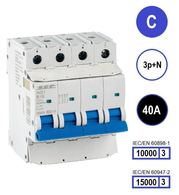 SEP INS1 inst.aut  3p+N - C - 40A - 10/15kA