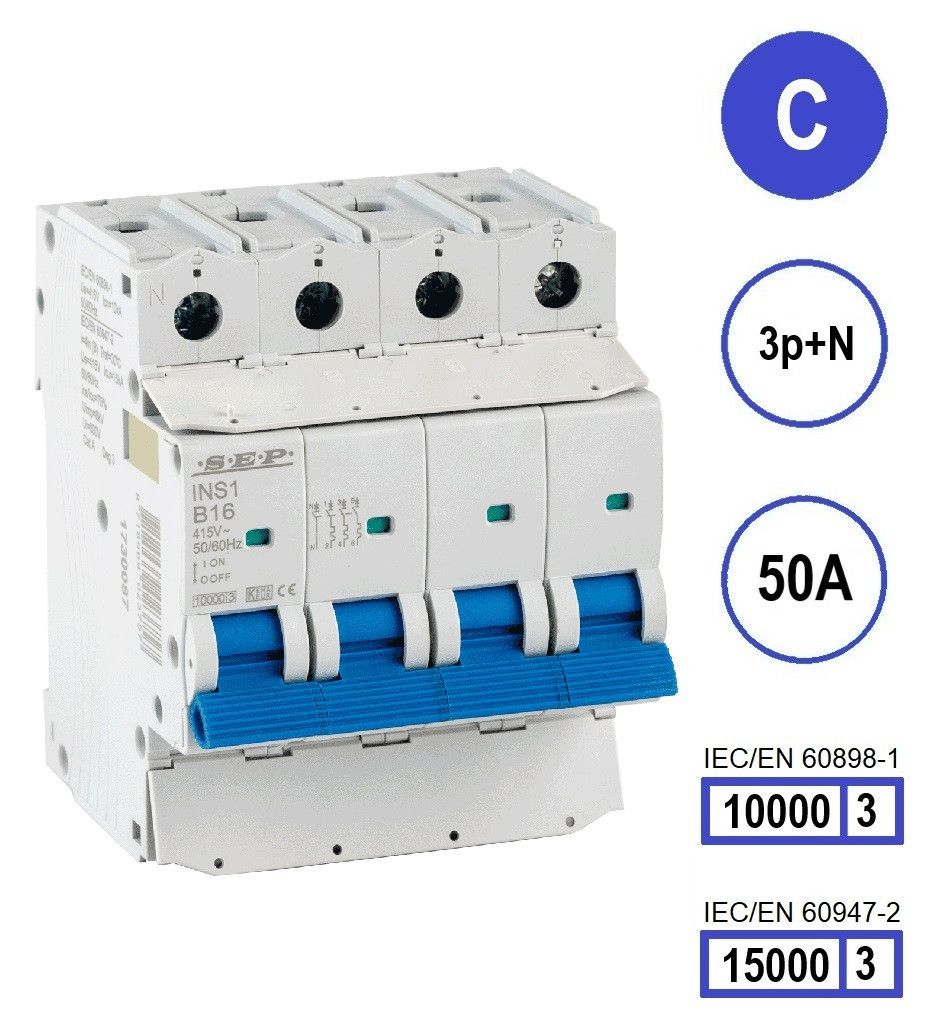 SEP INS1 inst.aut  3p+N - C - 50A - 10/15kA