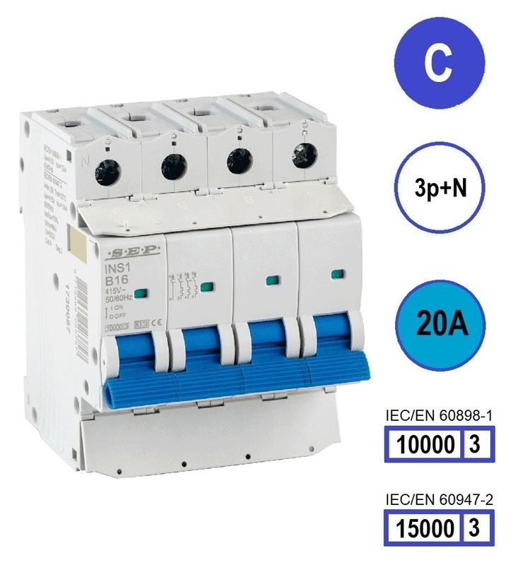SEP INS1 inst.aut  3p+N - C - 20A - 10/15kA