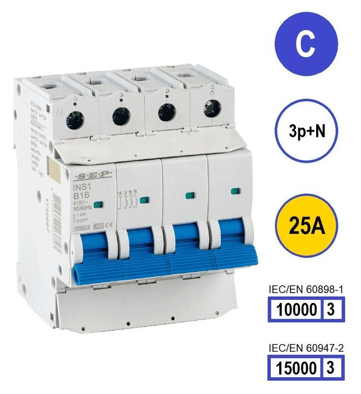 SEP INS1 inst.aut  3p+N - C - 25A - 10/15kA