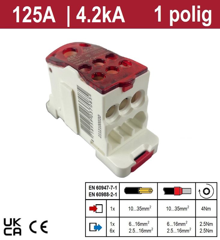SEP Enkelpolig verdeelblok 125A