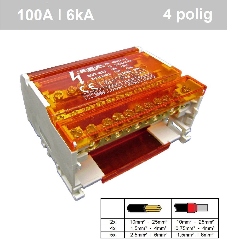 SEP BVT-411 verdeelset 100A 4x11