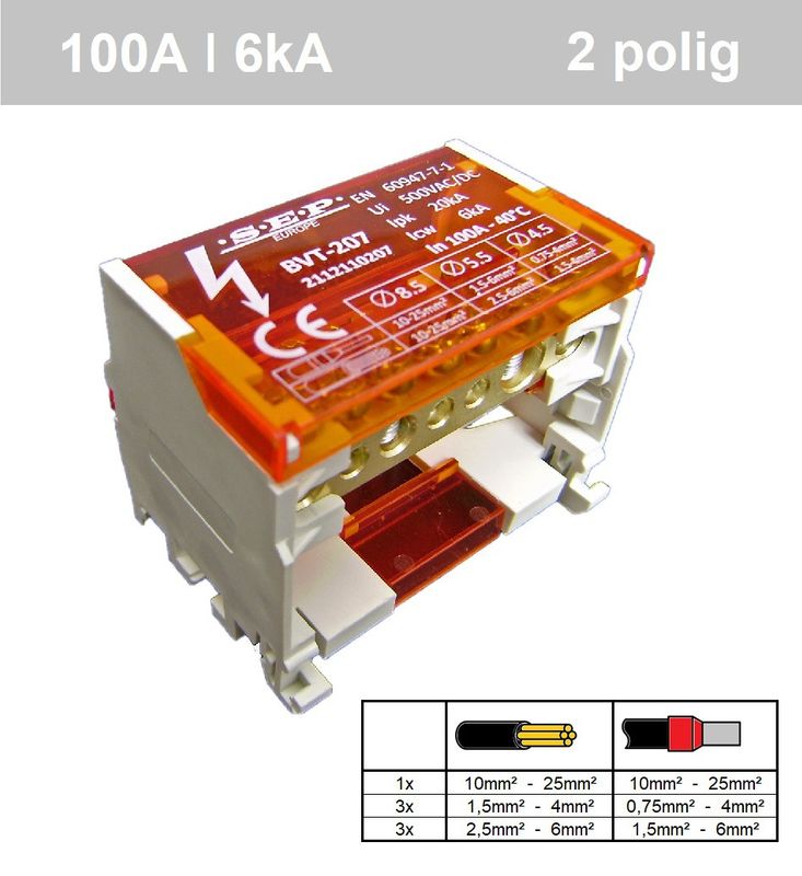 SEP BVT-207 verdeelset 100A 2x 7 aansluitingen