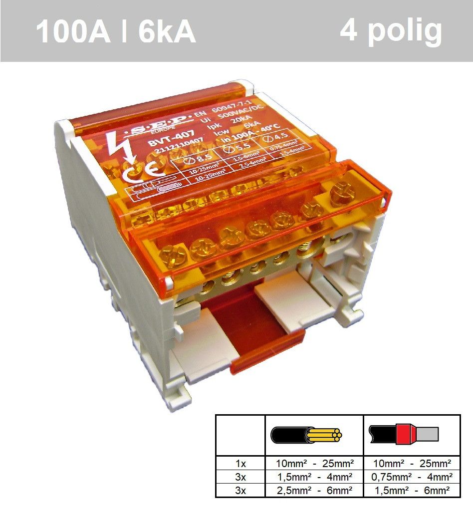 SEP BVT-407 verdeelset 100A 4x 7