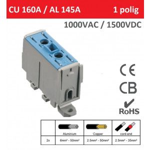 SEP AKN-50-12 Compact klem 2,5-50mm2, 1p, CU/AL, blauw