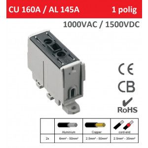 SEP AKN-50-15 Compact klem 2,5-50mm2, 1p, CU/AL, zwart