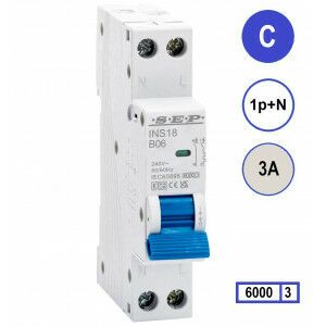 SEP INS18-C03 inst. 1p+n C3 6kA (18mm)