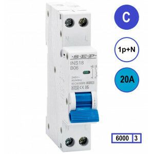 SEP INS18-C20 inst. 1p+n C20 6kA (18mm)