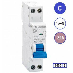 SEP INS18-C32 inst. 1p+n C32 6kA (18mm)