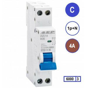 SEP INS18-C04 inst. 1p+n C4 6kA (18mm)