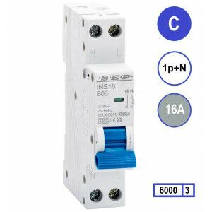 SEP INS18-C16 inst. 1p+n C16 6kA (18mm)