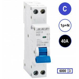 SEP INS18-C40 inst. 1p+n C40 6kA (18mm)