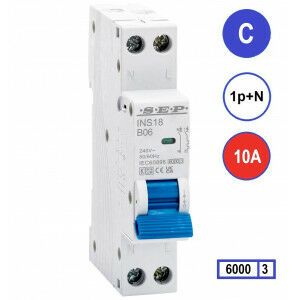 SEP INS18-C10 inst. 1p+n C10 6kA (18mm)