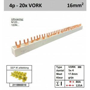SEP 16F04020G06, Kam, 4 fase, 16mm2, 20xVORK M6, 17,8mm (80/125)