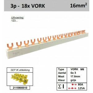 SEP 16F03018G06, Kam, 3 fase, 16mm2, 18xVORK M6, 17,8mm (80/125)