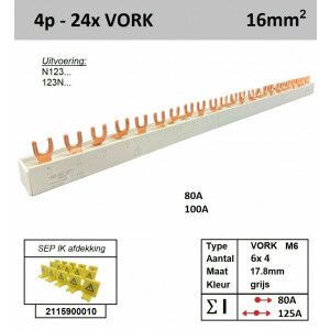 SEP 16F04024G06, Kam, 4 fase, 16mm2, 24xVORK M6, 17,8mm (80/125)