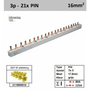 SEP 16P03021G00, Kam, 3 fase, 16mm2, 21xPIN, 17,8mm (80/125)