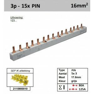 SEP 16P03015G00, Kam, 3 fase, 16mm2, 15xPIN, 17,8mm (80/125)