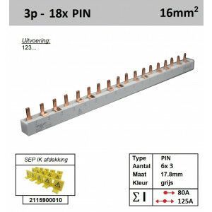 SEP 16P03018G00, Kam, 3 fase, 16mm2, 18xPIN, 17,8mm (80/125)