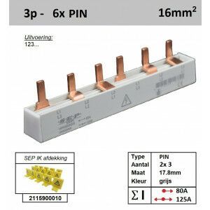 SEP 16P03006G00, Kam, 3 fase, 16mm2, 6xPIN, 17,8mm (80/125)