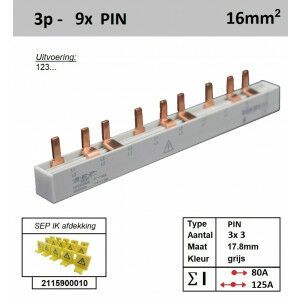 SEP 16P03009G00, Kam, 3 fase, 16mm2, 9xPIN, 17,8mm (80/125)