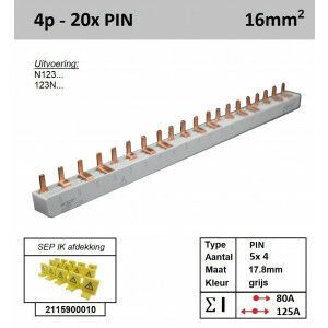 SEP 16P04020G00, Kam, 4 fase, 16mm2, 20xPIN, 17,8mm (80/125)