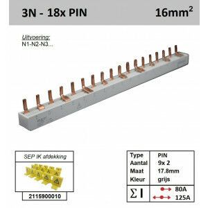 SEP 16P04018G50, Kam, 3+N fase, 16mm2, 18xPIN, 17,8mm (80/125)