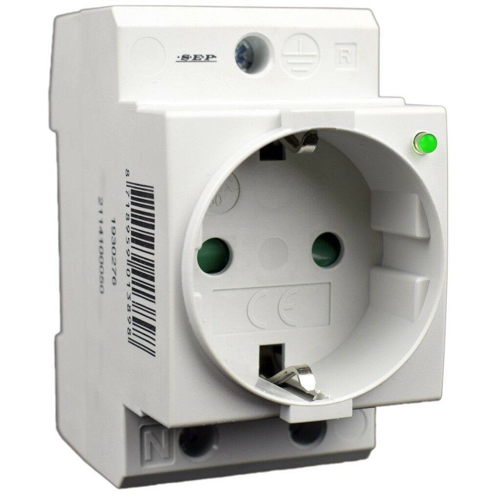 SEP CWCD-GI stopcontact 2p+PE, led, DIN-mod