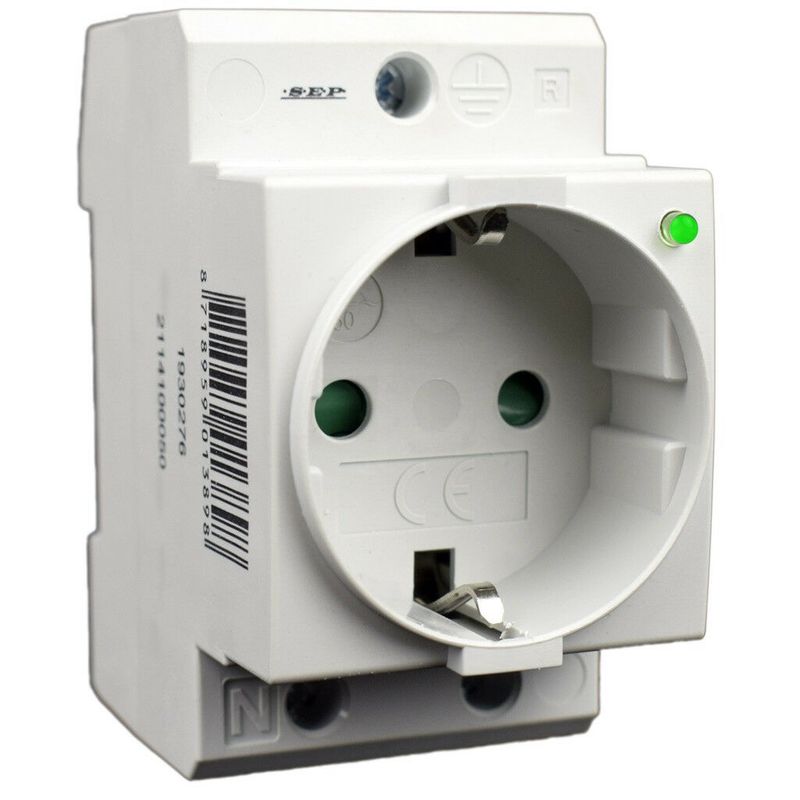 SEP CWCD-GI stopcontact 2p+PE, led, DIN-mod